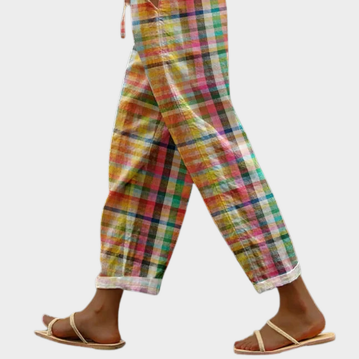 Michaela - Comfortable Checkered Pants