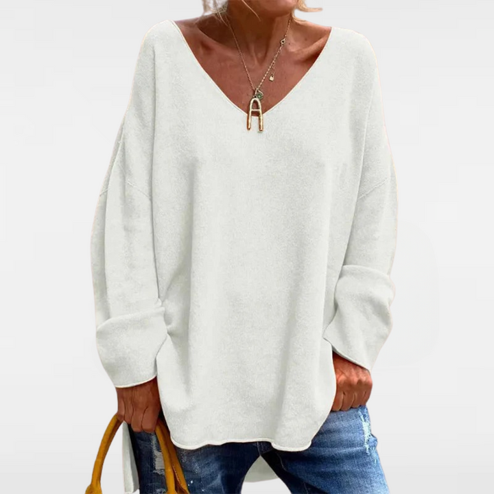 Monique - Elegant Loose V Neck Blouse Shirt