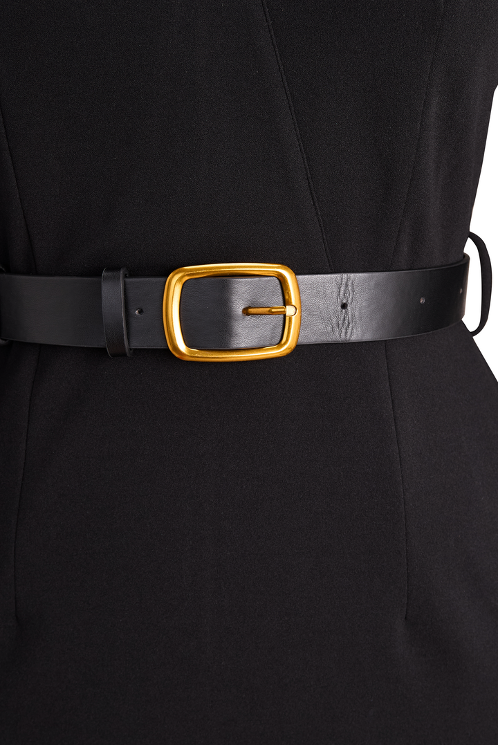 Camilla - Black Belted Sheath Dress