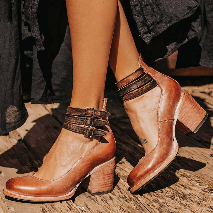 Veronique Vintage Ankle Strap Sandal Heels
