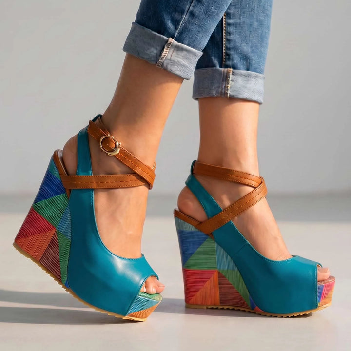 Mika - Multi-Colored Platform Wedge Heels