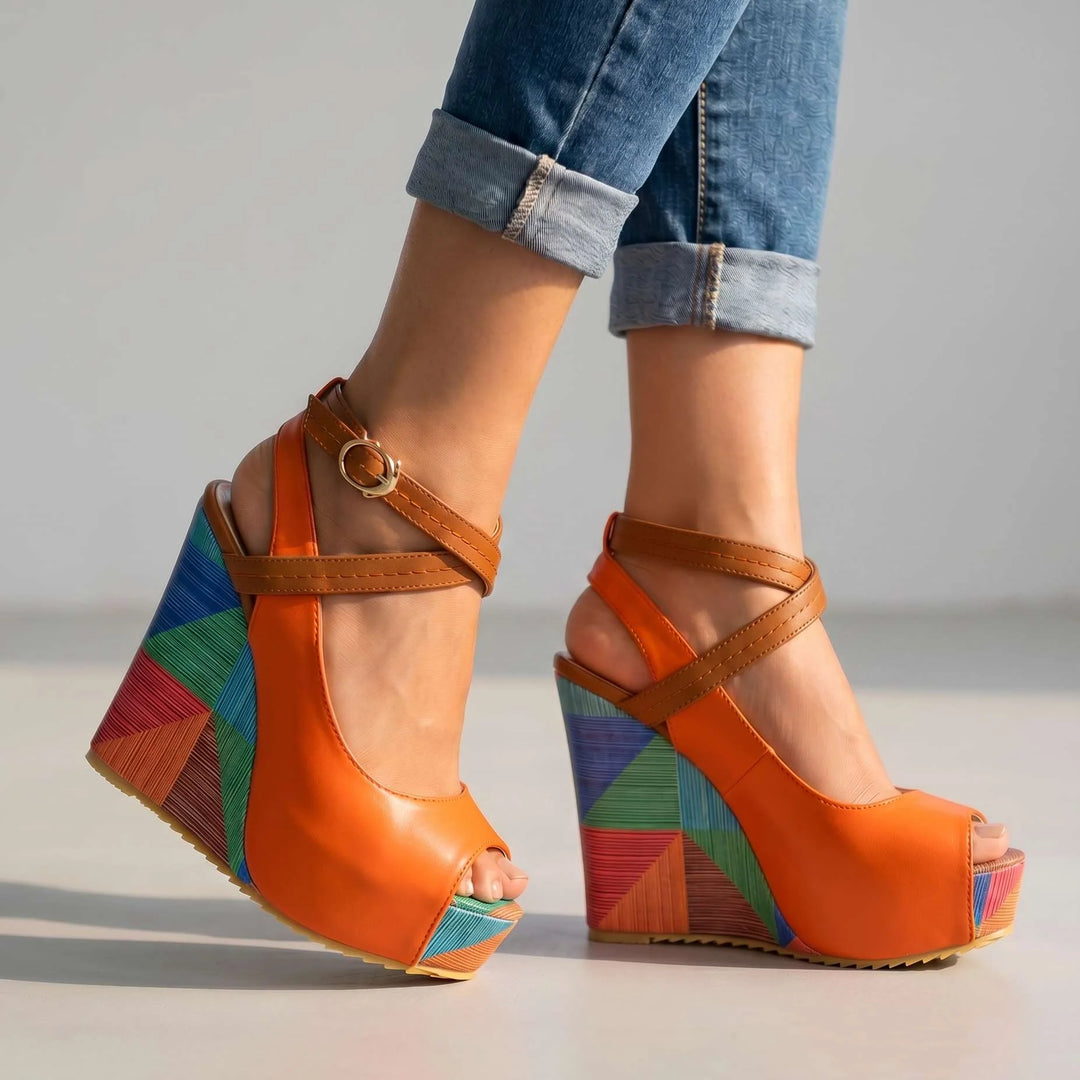 Mika - Multi-Colored Platform Wedge Heels