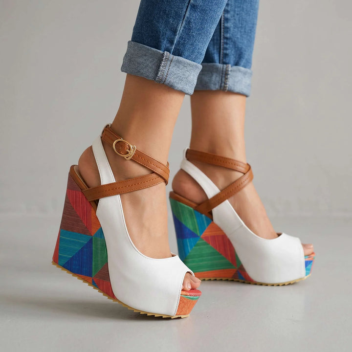Mika - Multi-Colored Platform Wedge Heels