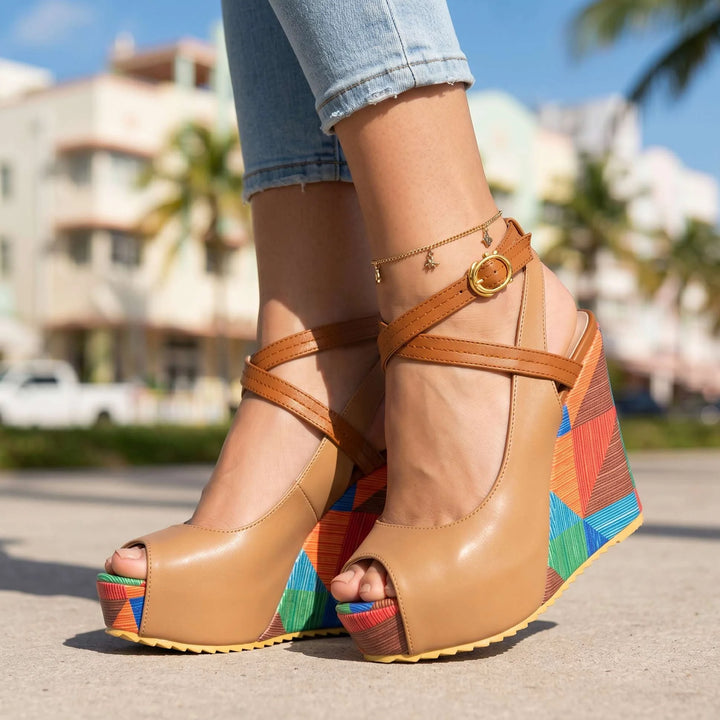 Mika - Multi-Colored Platform Wedge Heels