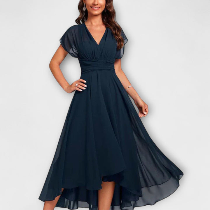 Catalina - V-Neck Flutter Sleeve Dress