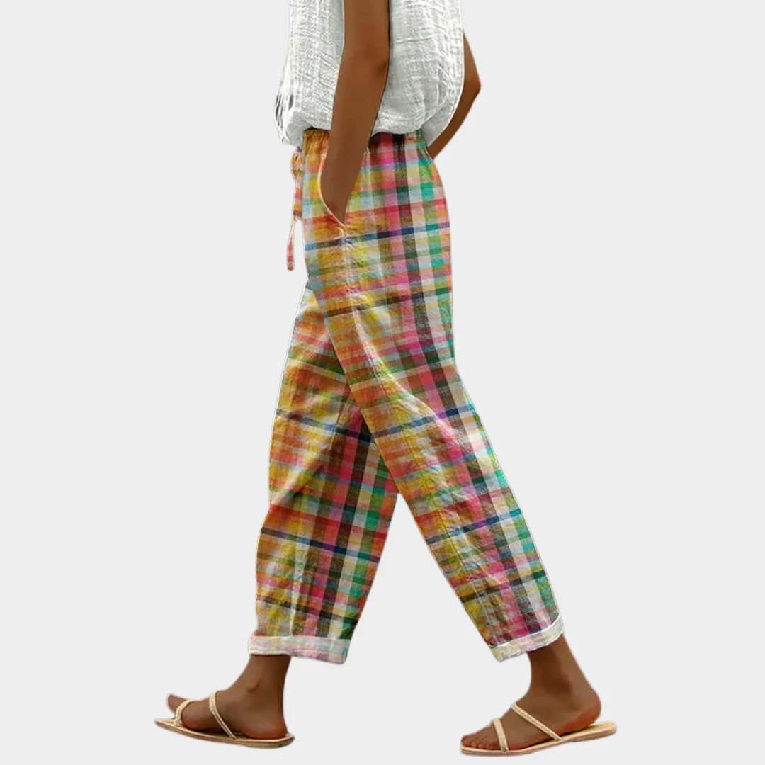 Michaela - Comfortable Checkered Pants