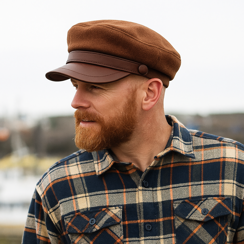 Dominic - Leather Brim Fisherman Cap
