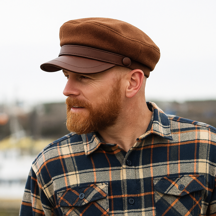 Dominic - Leather Brim Fisherman Cap