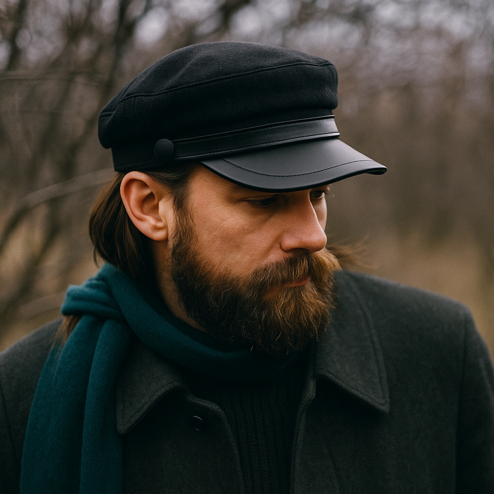 Dominic - Leather Brim Fisherman Cap