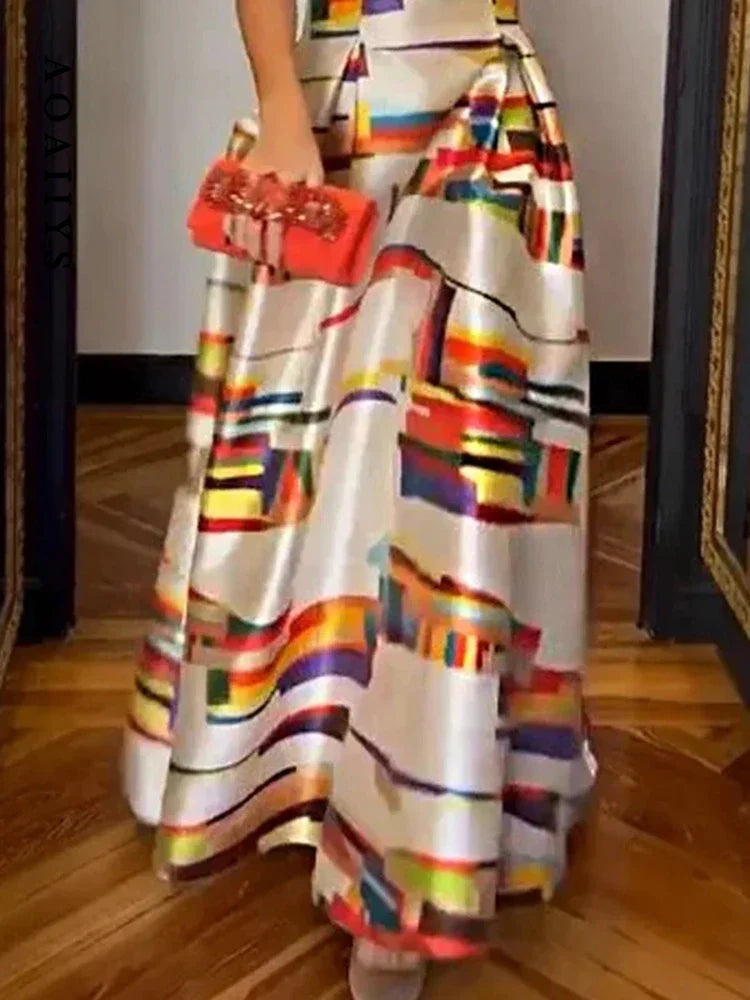Isa Geometric Maxi Dress