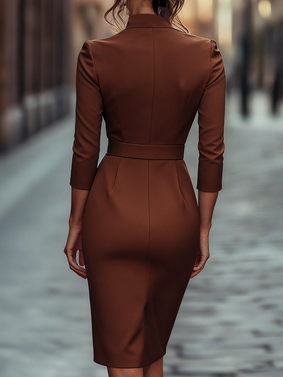 Camilla - Black Belted Sheath Dress