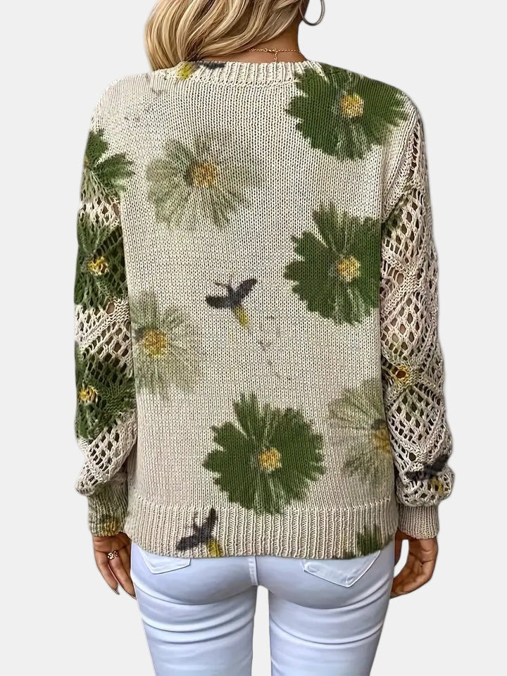 Rosalie - Elegant Floral V-Neck Sweater