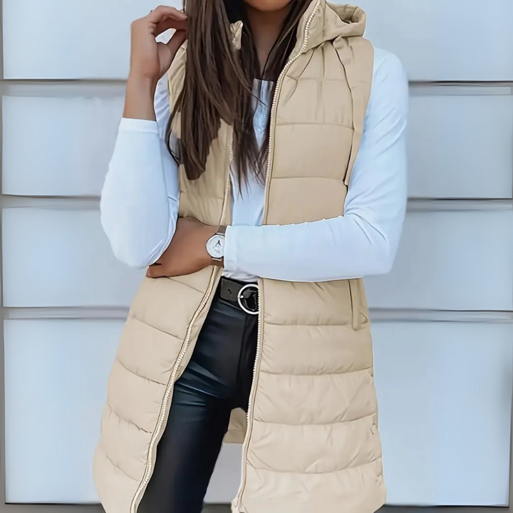 Celina - Casual Sleeveless Hood Long Puffer Vest