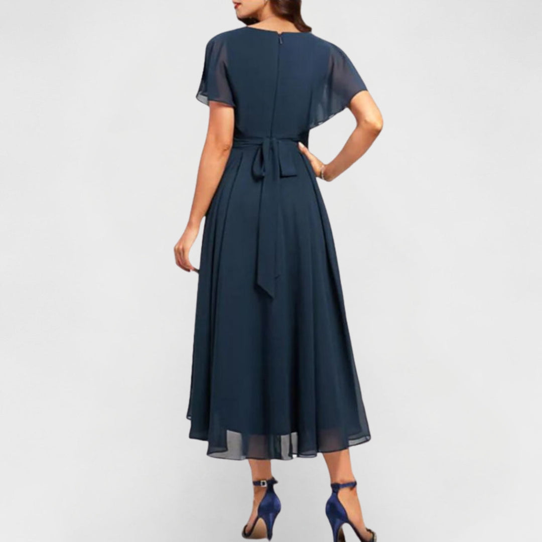 Catalina - V-Neck Flutter Sleeve Dress