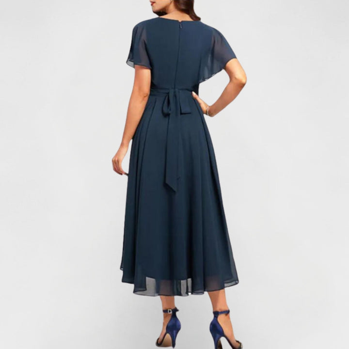 Catalina - V-Neck Flutter Sleeve Dress