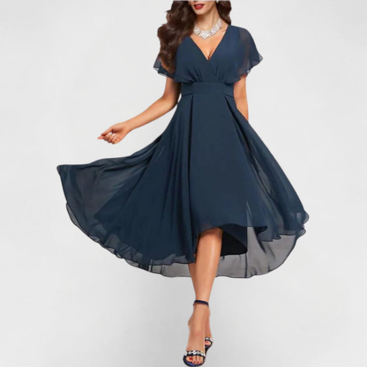 Catalina - V-Neck Flutter Sleeve Dress