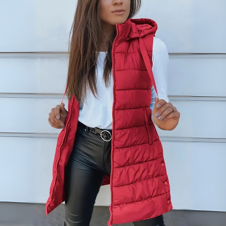 Celina - Casual Sleeveless Hood Long Puffer Vest
