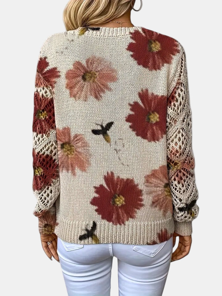 Rosalie - Elegant Floral V-Neck Sweater