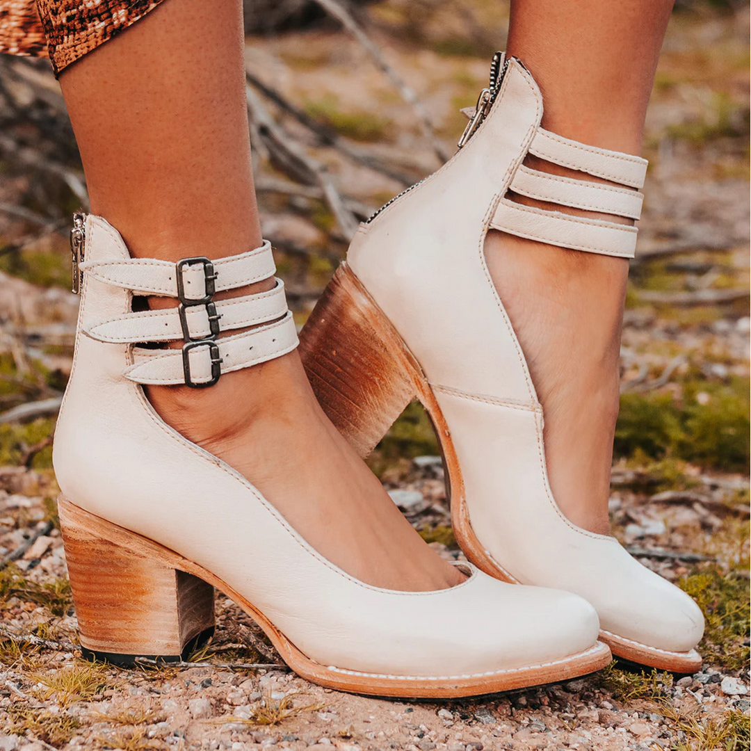 Veronique Vintage Ankle Strap Sandal Heels