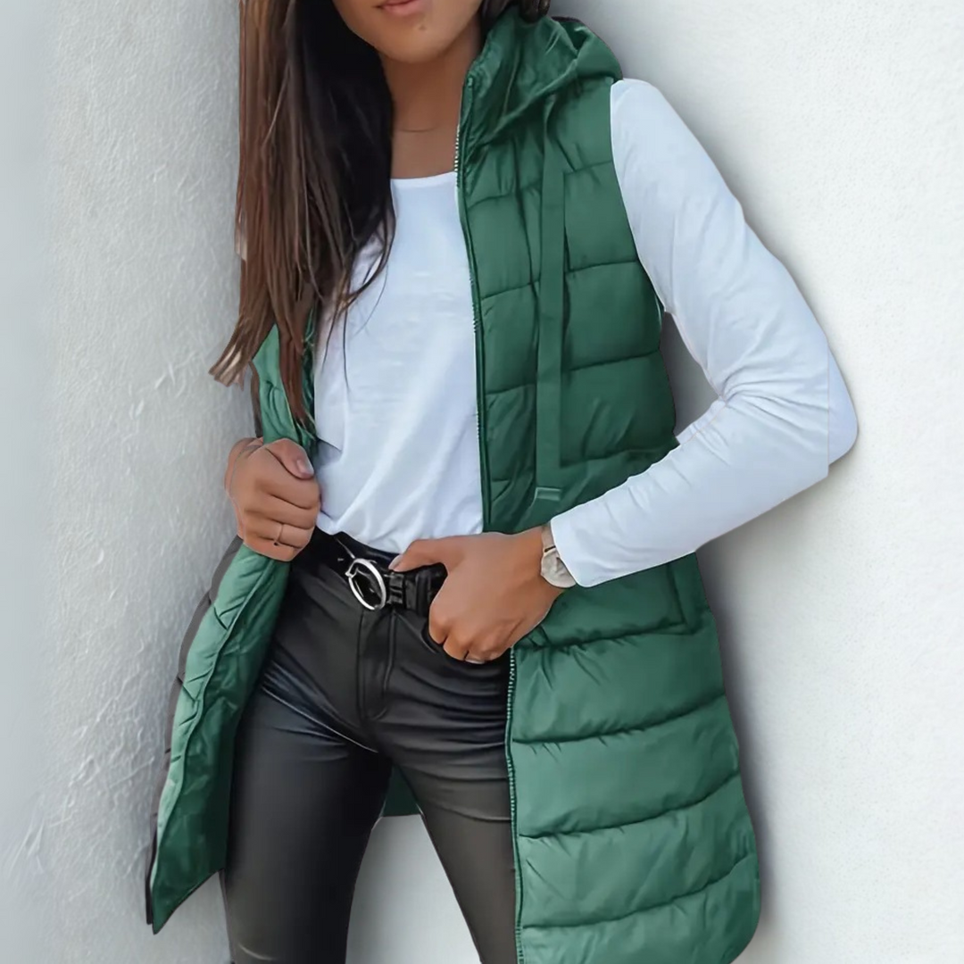 Celina - Casual Sleeveless Hood Long Puffer Vest