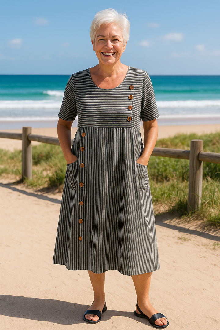 Wanda - Luxurious Striped Midi Dress