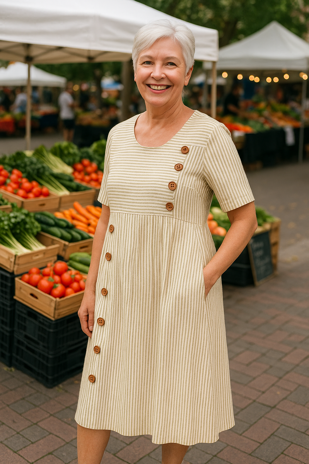 Wanda - Luxurious Striped Midi Dress