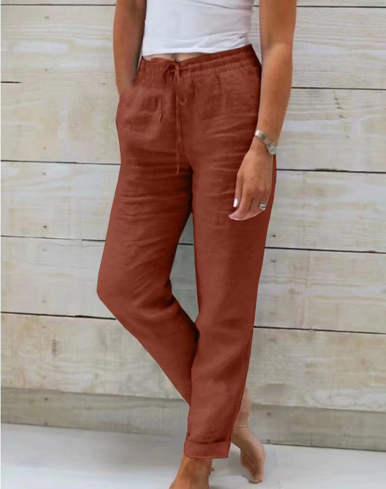 Chloe - Cotton Linen Casual Trousers