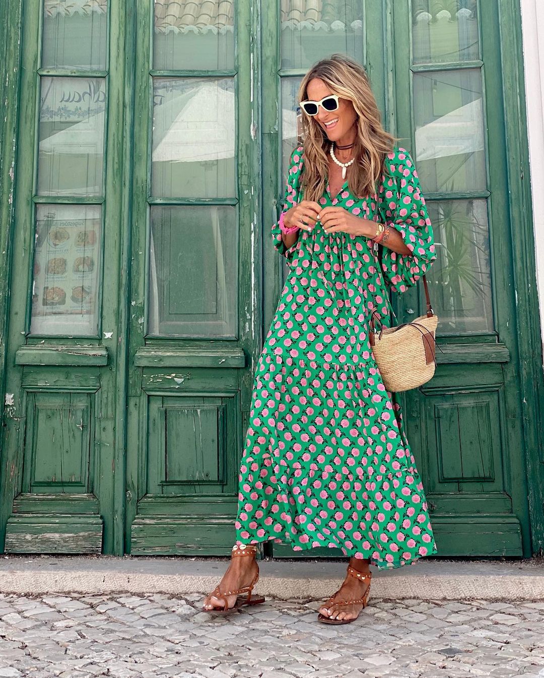Elisa - Boho Maxi Dress with Puff Sleeves