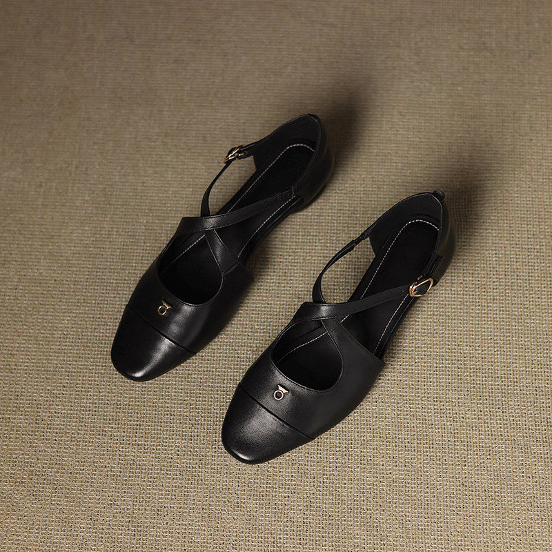 Sabrina - Cross Strap Mary Jane Flats