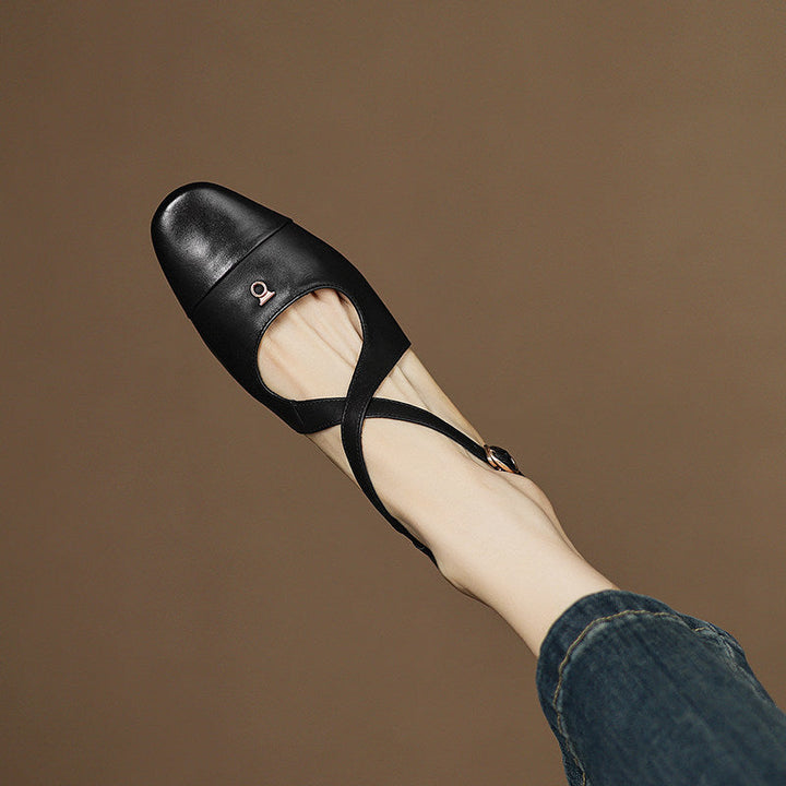Sabrina - Cross Strap Mary Jane Flats