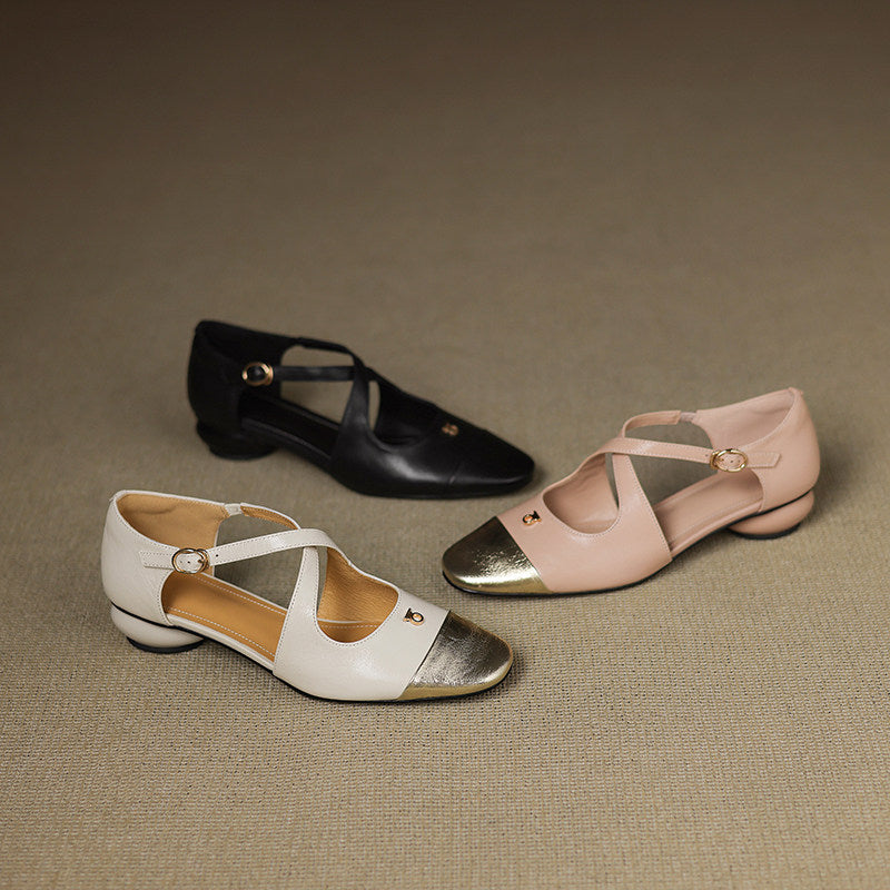 Sabrina - Cross Strap Mary Jane Flats