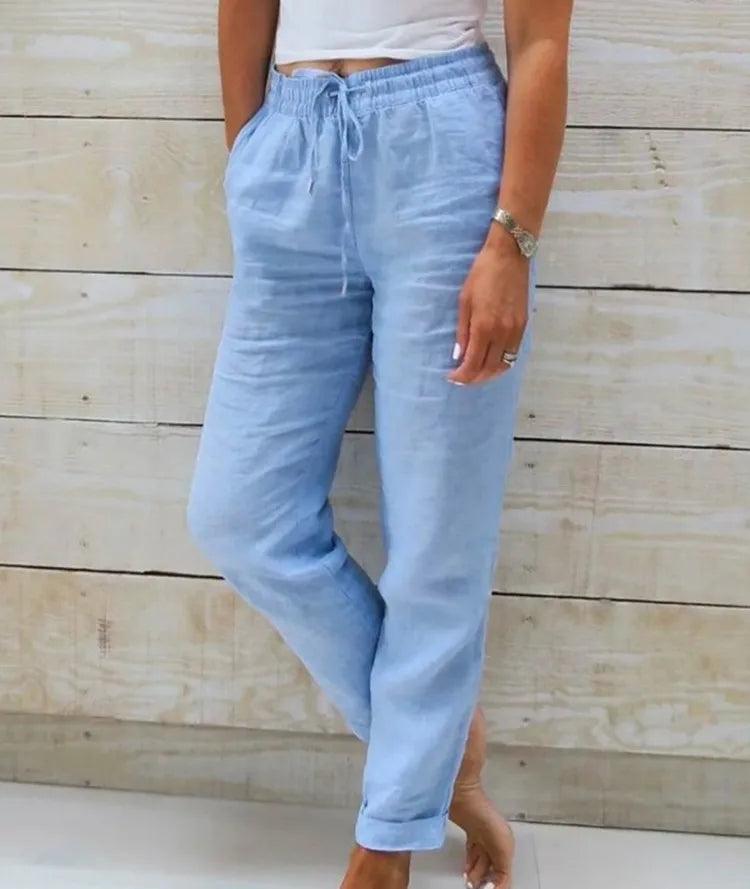 Chloe - Cotton Linen Casual Trousers