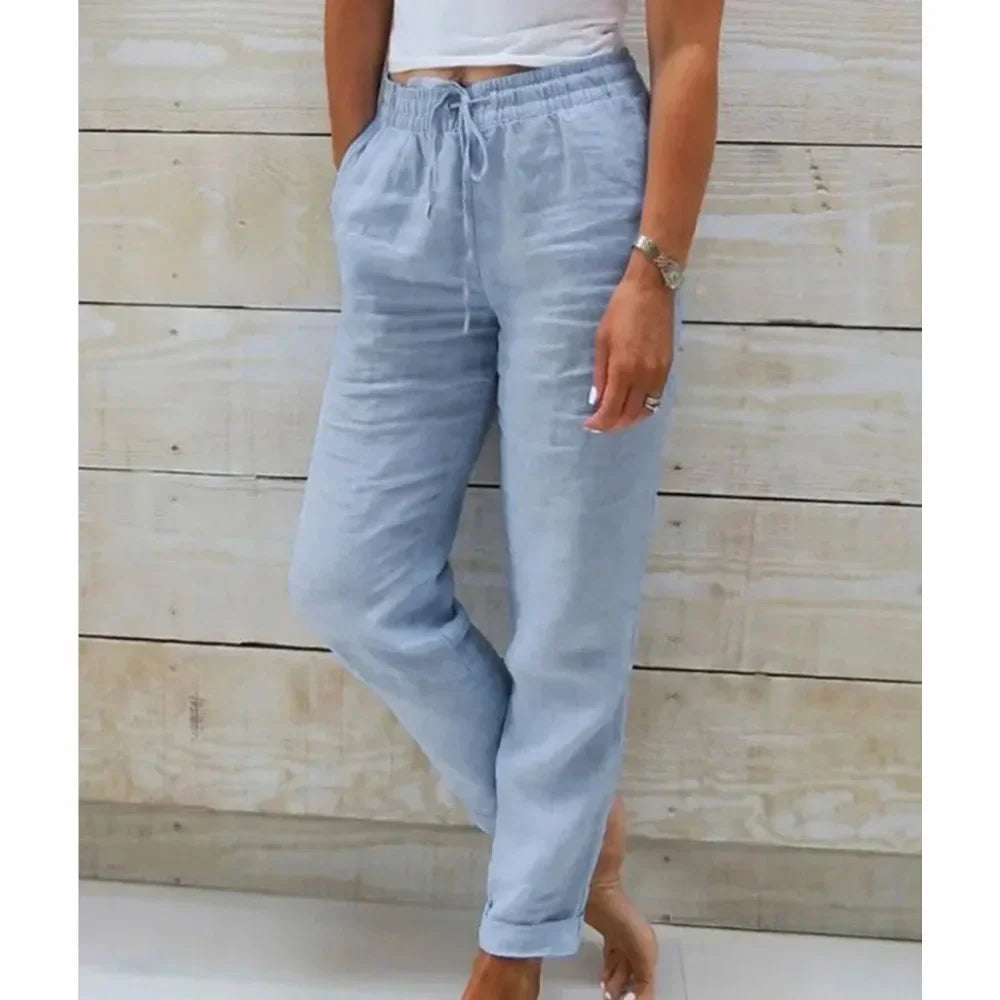 Chloe - Cotton Linen Casual Trousers