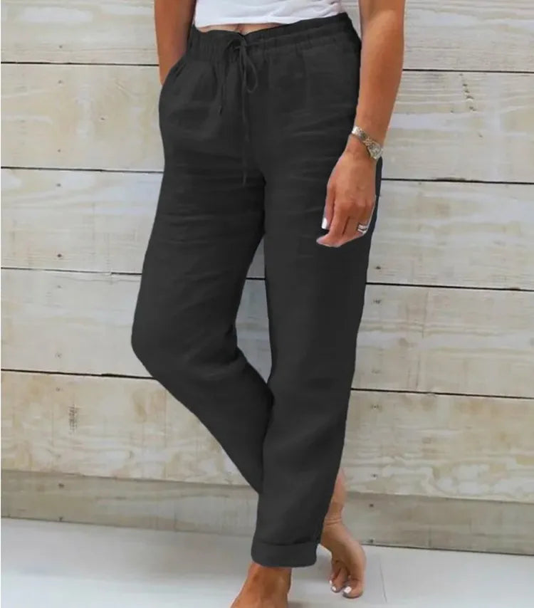 Chloe - Cotton Linen Casual Trousers