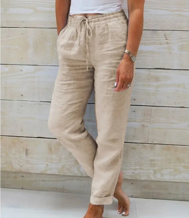 Chloe - Cotton Linen Casual Trousers