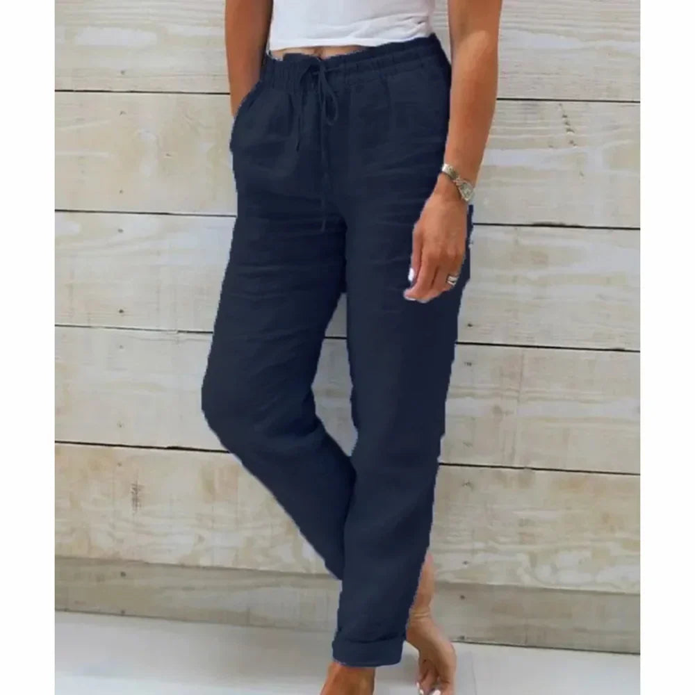 Chloe - Cotton Linen Casual Trousers