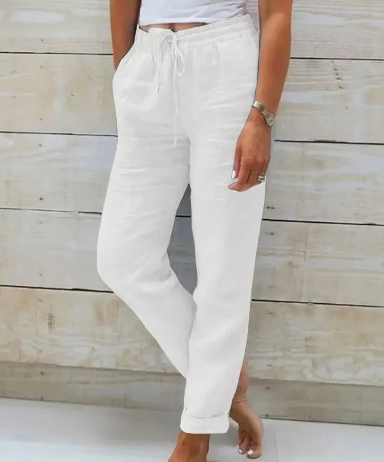 Chloe - Cotton Linen Casual Trousers