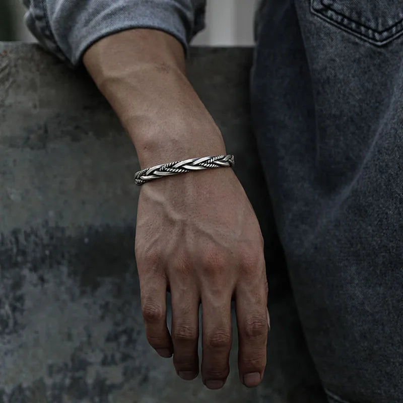 Roman - Braided Silver Cuf