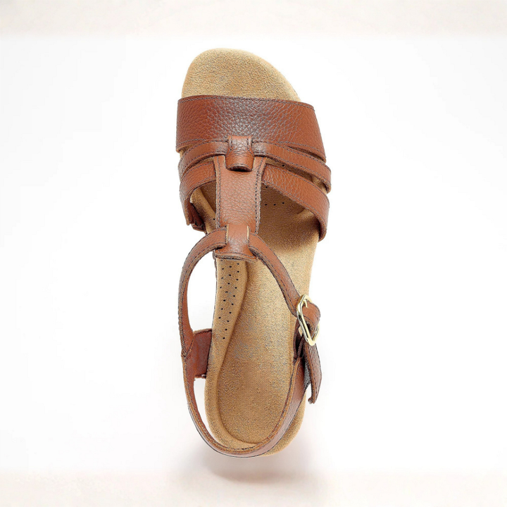 Olivia - Leather T-Strap Heeled Sandals