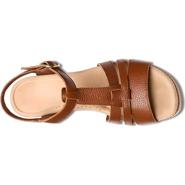 Olivia - Leather T-Strap Heeled Sandals