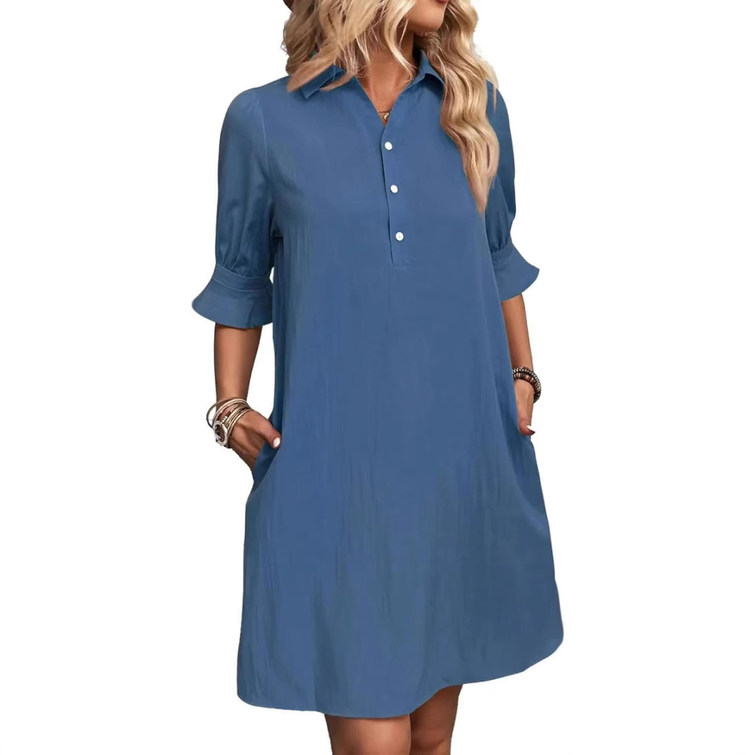 Natalia - Casual Button Down Shirt Dress