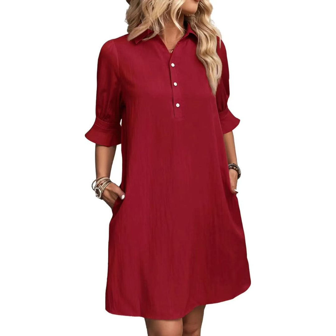 Natalia - Casual Button Down Shirt Dress