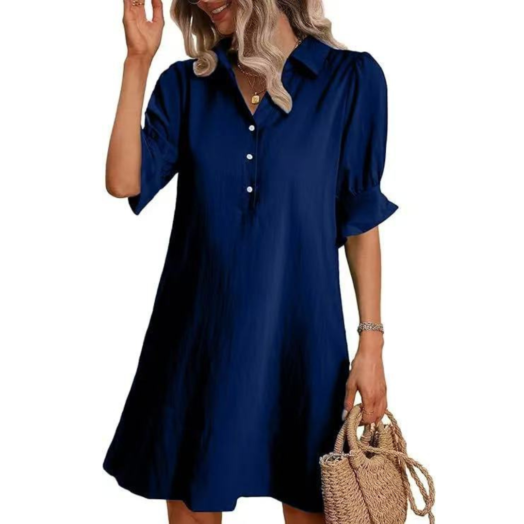Natalia - Casual Button Down Shirt Dress