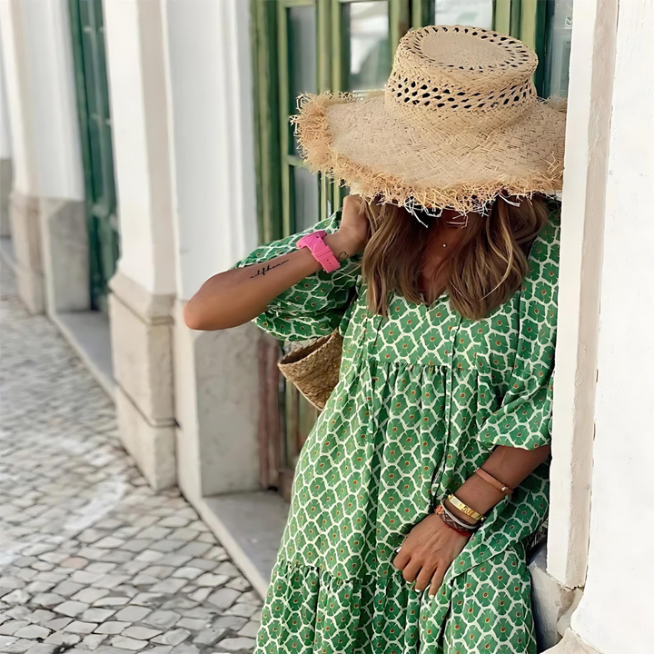 Elisa - Boho Maxi Dress with Puff Sleeves