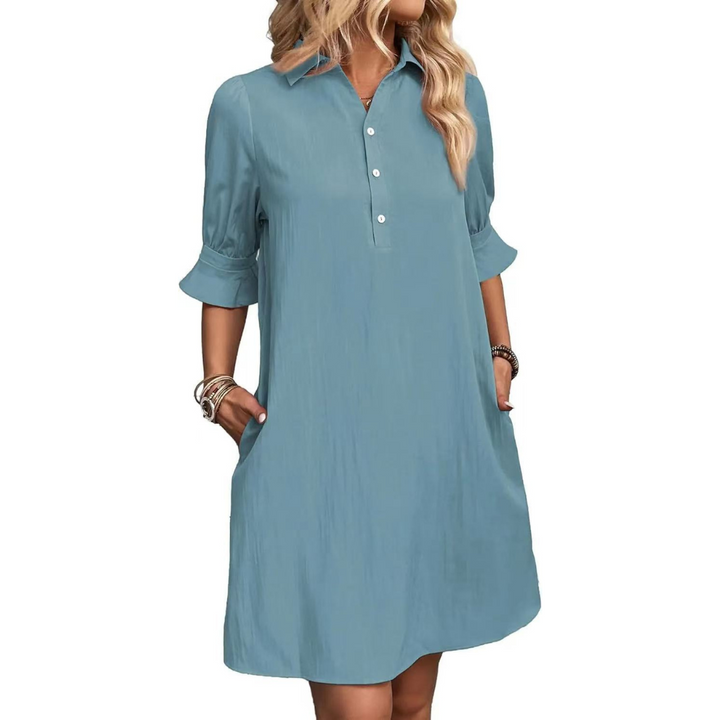 Natalia - Casual Button Down Shirt Dress