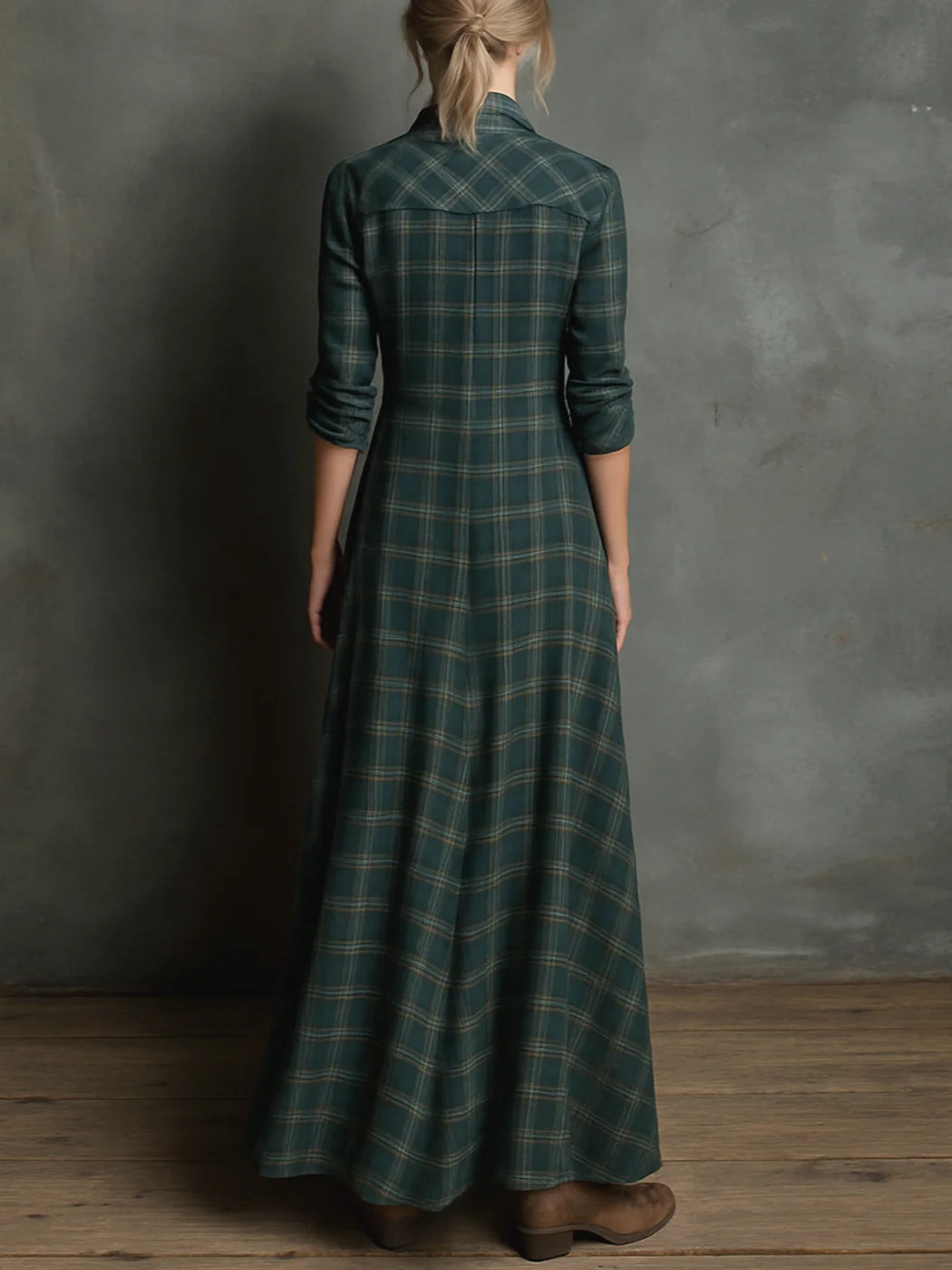 Delilah - Green Plaid Maxi Dress