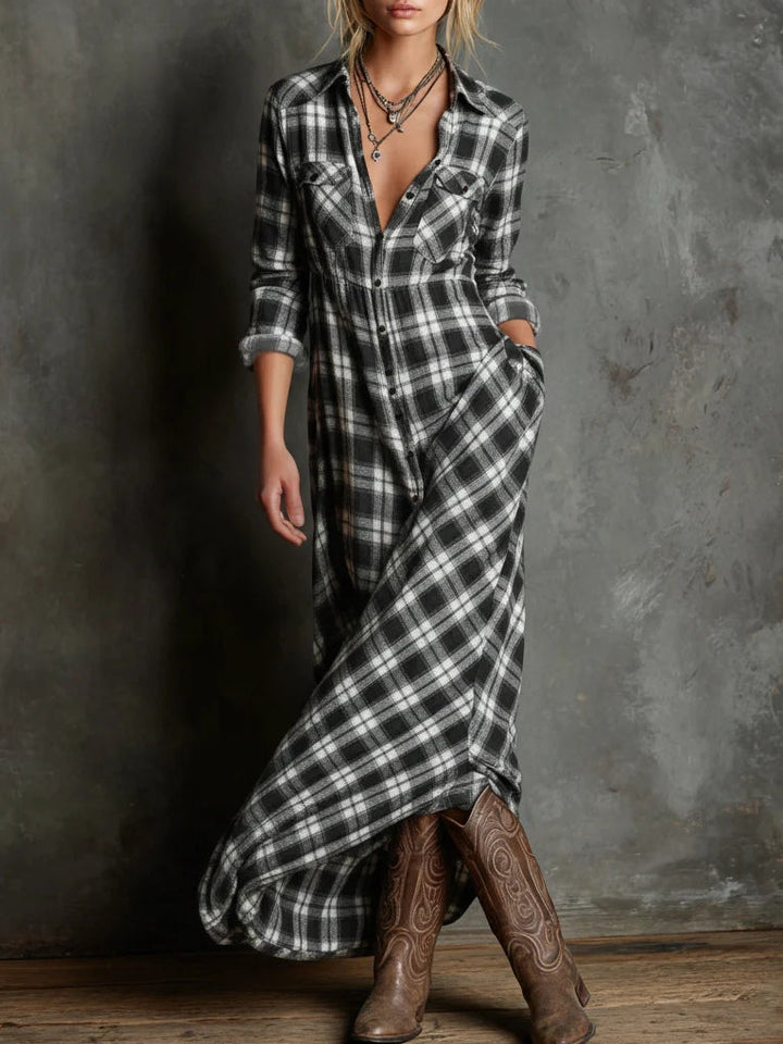 Delilah - Green Plaid Maxi Dress