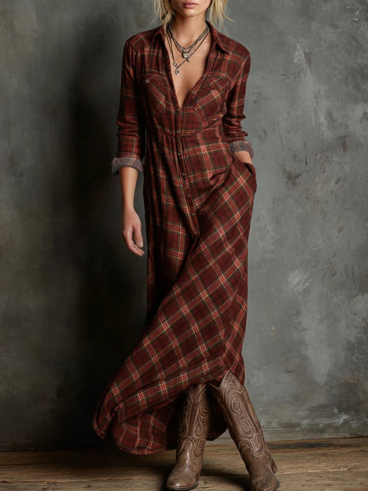 Delilah - Green Plaid Maxi Dress