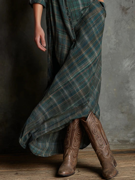 Delilah - Green Plaid Maxi Dress