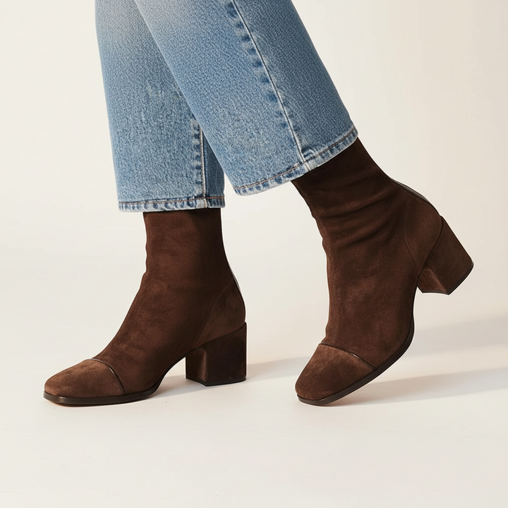 Harper™ | Elegant Suede Square Toe Ankle Boots
